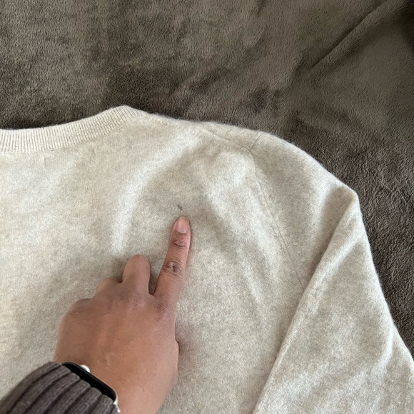 Unisex Oatmeal heather cashmere sweater - Picture 3 of 4